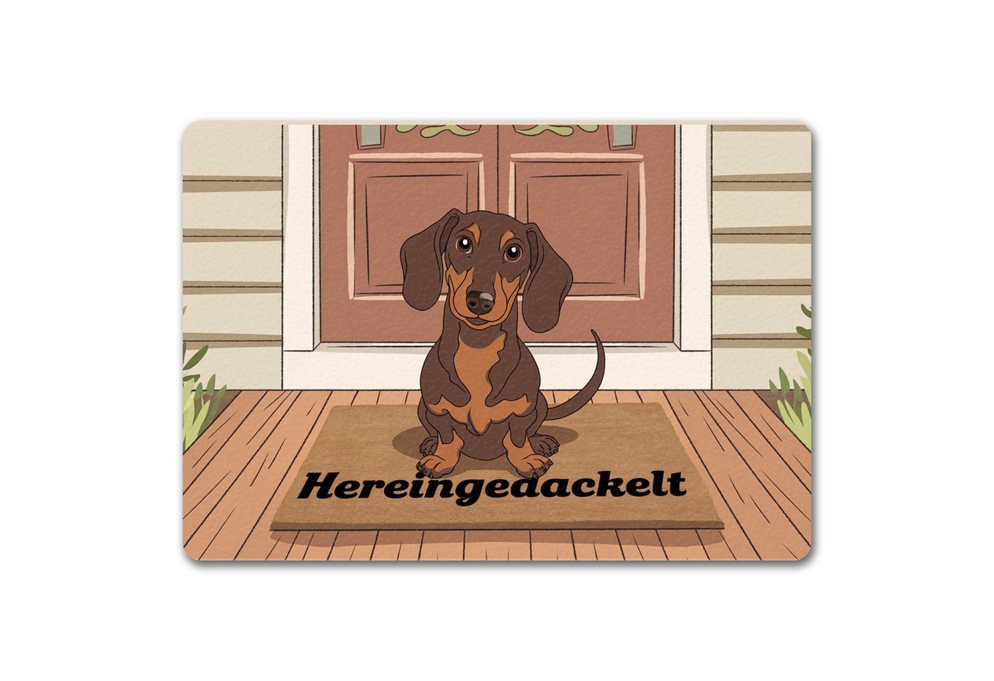 speecheese Fußmatte Hereingedackelt Dackel Fußmatte in 35x50 cm ohne Rand für Liebhaber Bild 2