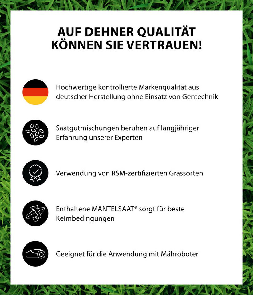 Dehner Rasensamen Rasen Verti-Kur Saatgut, mit Dünger & Substrat, 4,5 kg, zur Regeneration, mit Mantelsaat, pflegeleicht