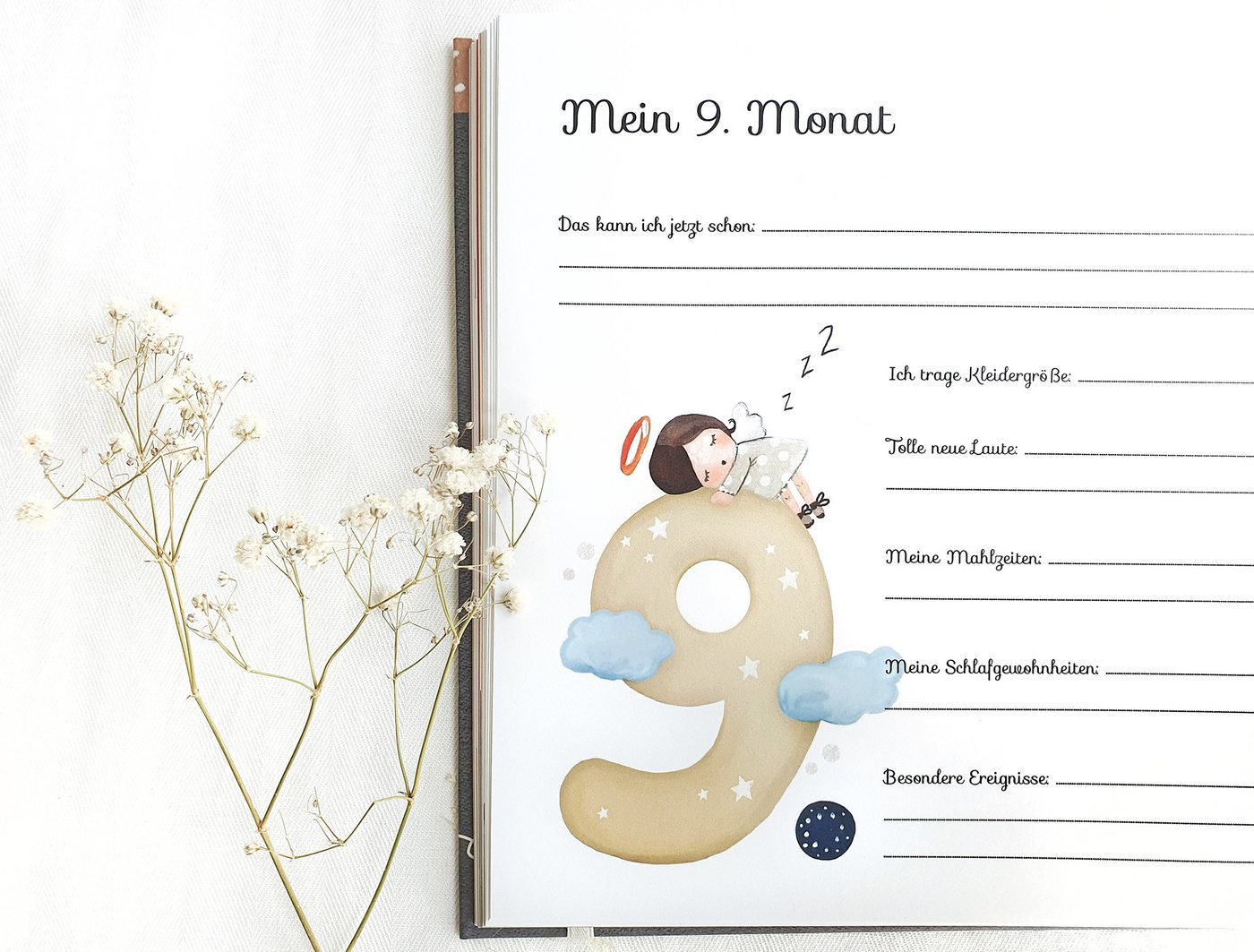 Pipapier Tagebuch Babyalbum "Mein Babyalbum", Babybuch erstes Jahr, für Fotos u. Erinnerungen, 21x21 cm, 56 S.