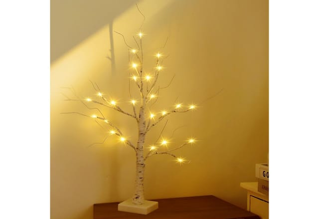 Salcar LED-Lichterkette LED Baum Lichter Warmweiß Weihnachten LED Birkenbaum, 2PCS 60cm LED Lichterbaum Innen mit 24 LEDs Licht