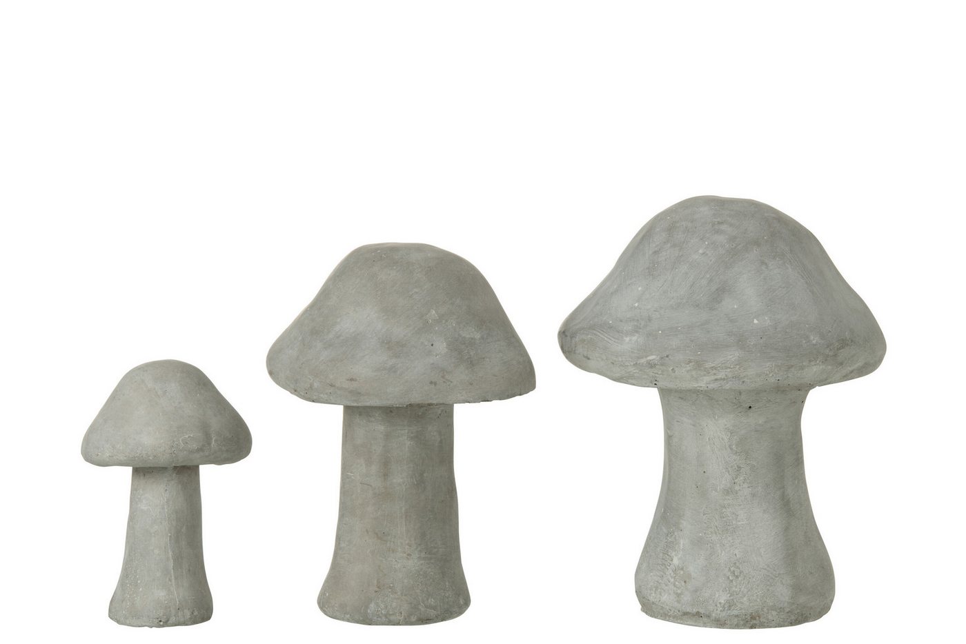 J-line Gartenfigur Figuren Pilz, Zement, Grau, 3 Stück im Set