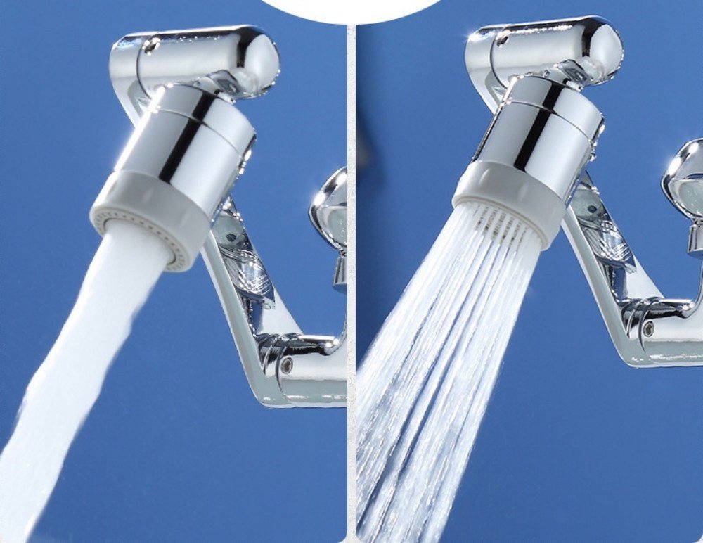 POPOLIC Waschtischarmatur Wasserhahn verlängerung, 1440° drehbarer Luftsprudler, 2 Sprühfunktion spritzwassergeschützt, drehbarer und ausziehbarer Roboterarm