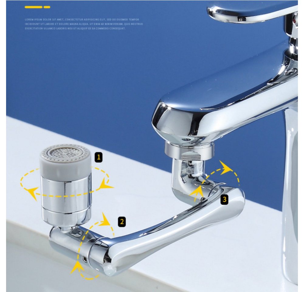 POPOLIC Waschtischarmatur Wasserhahn verlängerung, 1440° drehbarer Luftsprudler, 2 Sprühfunktion spritzwassergeschützt, drehbarer und ausziehbarer Roboterarm Bild 2