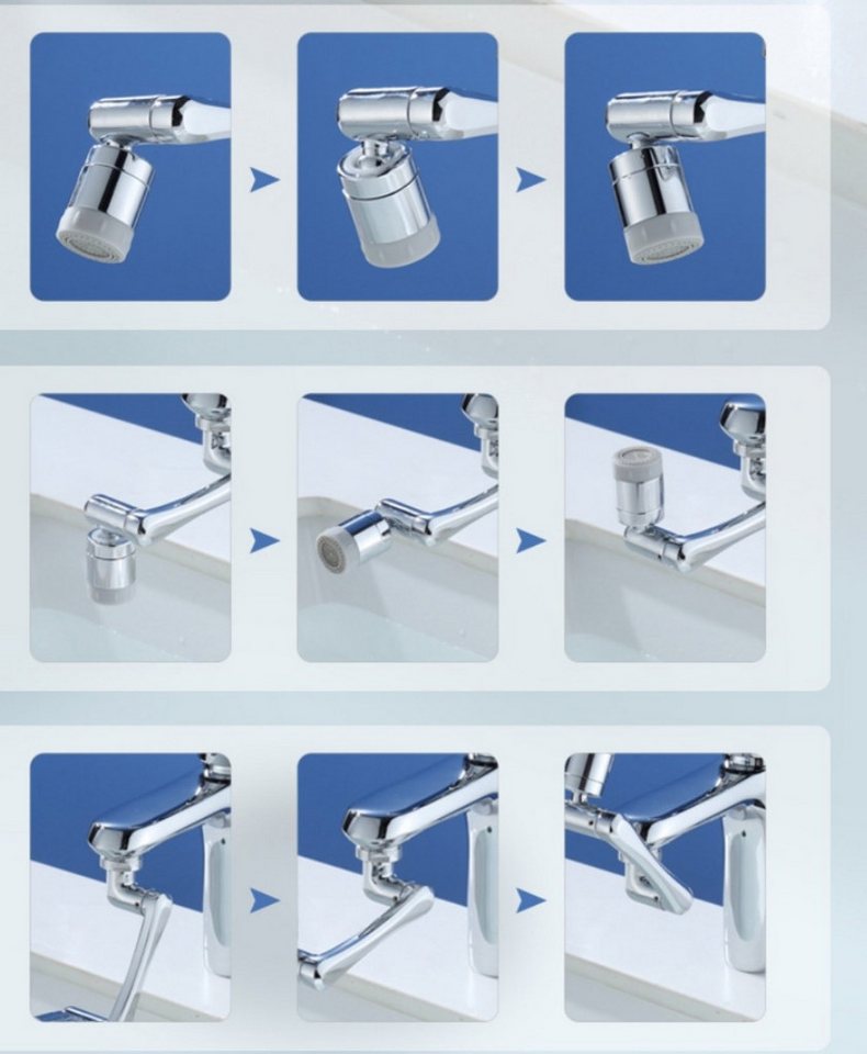 POPOLIC Waschtischarmatur Wasserhahn verlängerung, 1440° drehbarer Luftsprudler, 2 Sprühfunktion spritzwassergeschützt, drehbarer und ausziehbarer Roboterarm Bild 5