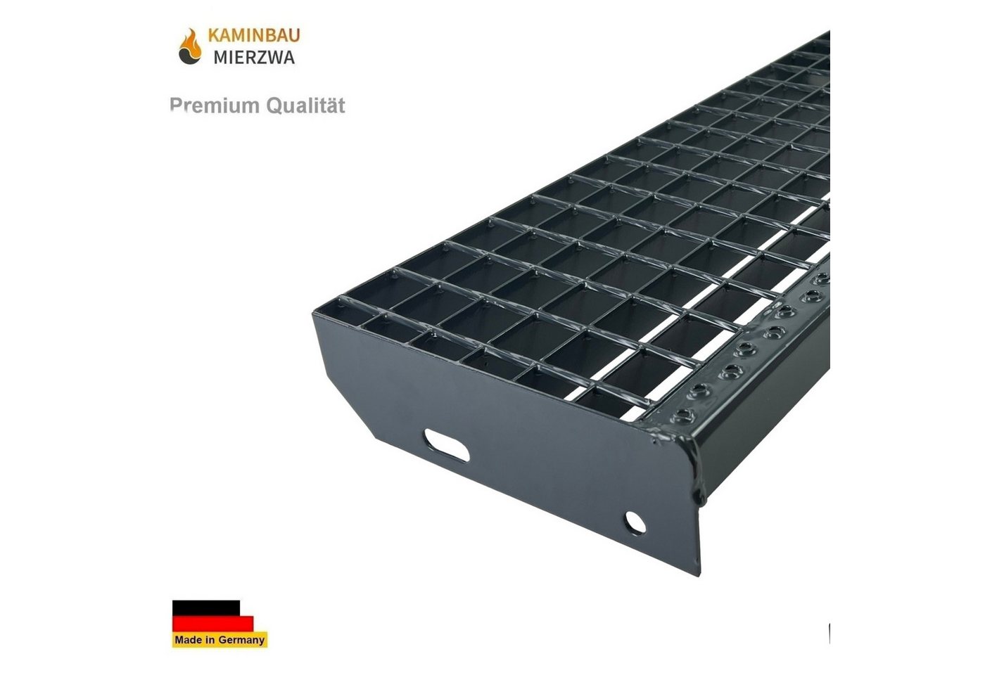 Kaminbau Mierzwa Außentreppe Stahltreppe 12 Stufen Anthrazit mit und ohne Geländer Höhe 228 cm, für Geschosshöhen bis 228 cm, Stufen Gitterroststufen nach DIN 24531, (Stufenbreite und Geländerart wählbar), Aus Premium Materialien hergestellt Bild 4