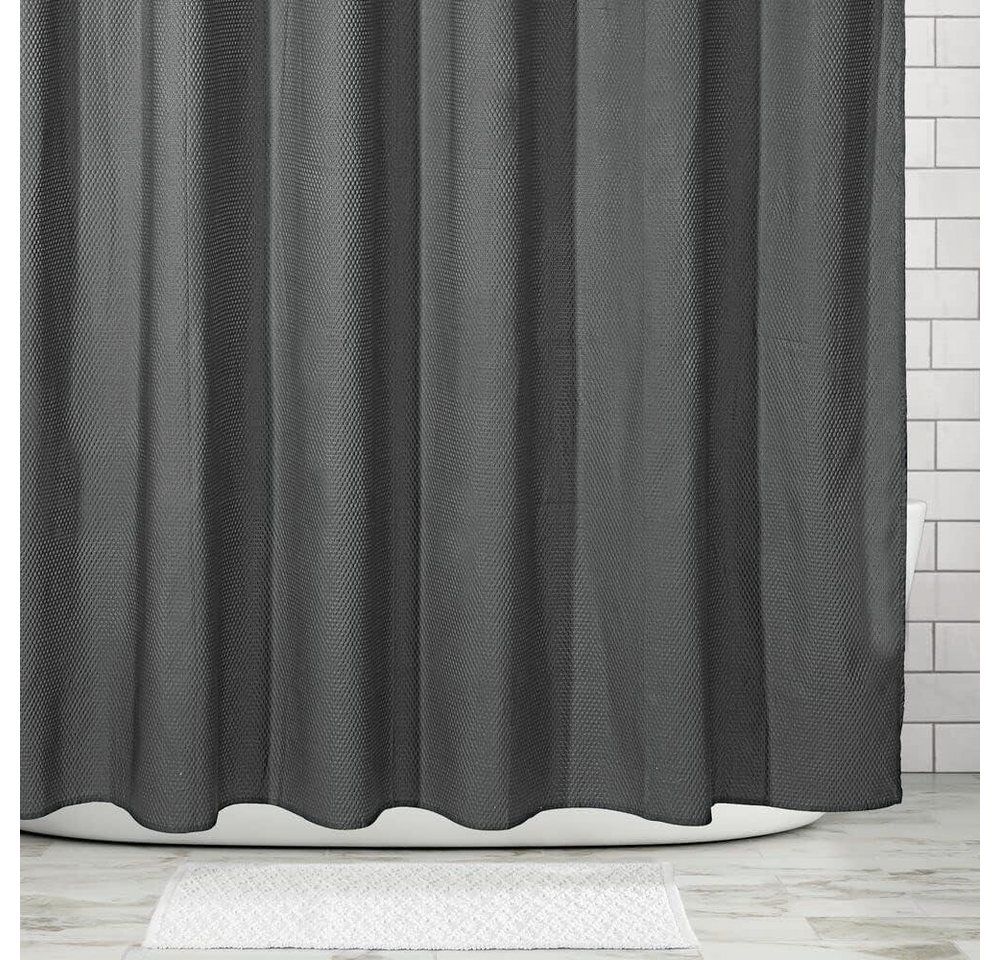 mDesign Badaccessoire-Set mDesign Luxus Duschvorhang Badewannenvorhang Waffelmuster Polyester Bild 3