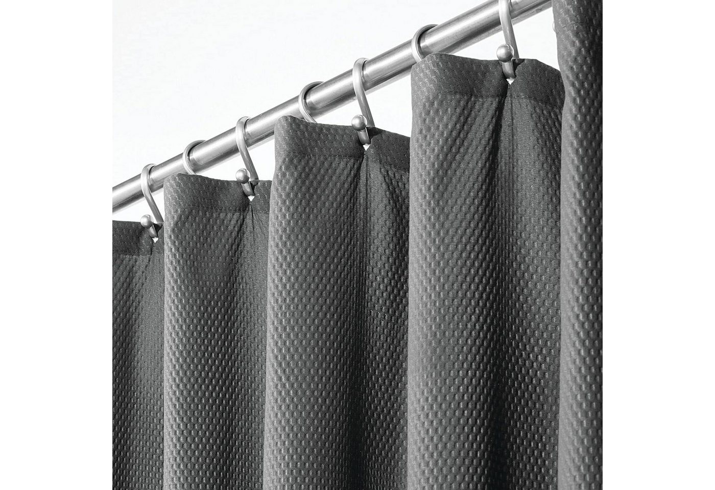 mDesign Badaccessoire-Set mDesign Luxus Duschvorhang Badewannenvorhang Waffelmuster Polyester Bild 5
