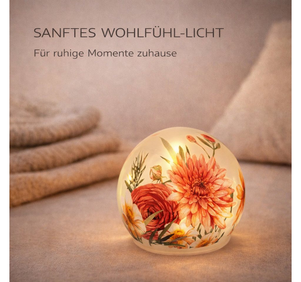 formano LED Dekolicht formano LED Deko Kugel Glas Sommerblumen 15 cm Timer 6h/18h, LED fest integriert Bild 4