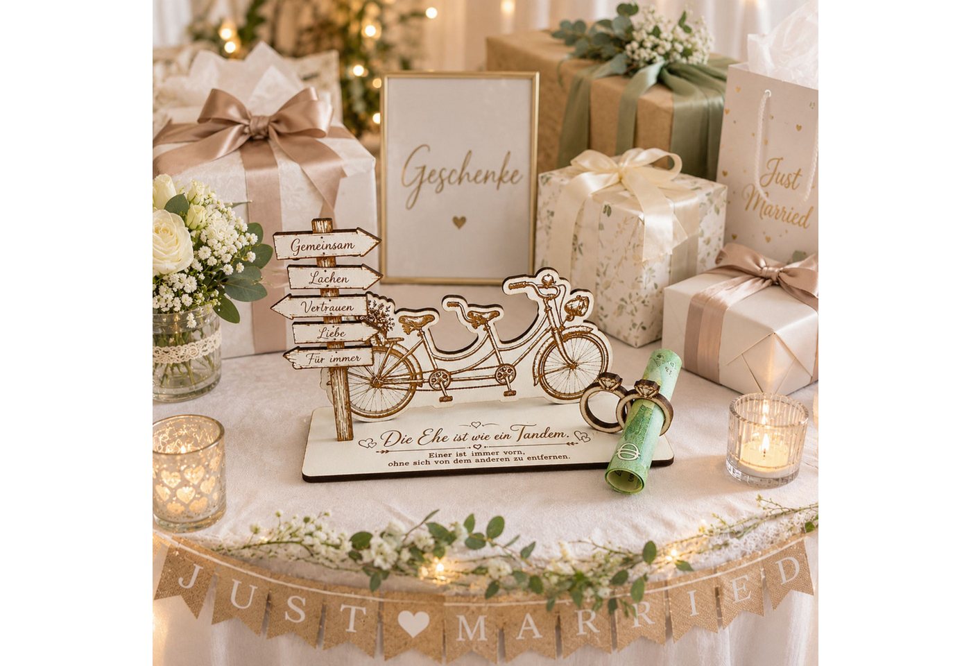Dekolando Hochzeitskarte Geldgeschenk Hochzeit Tandem Brautpaar Geschenk 14,5 cm Bild 4