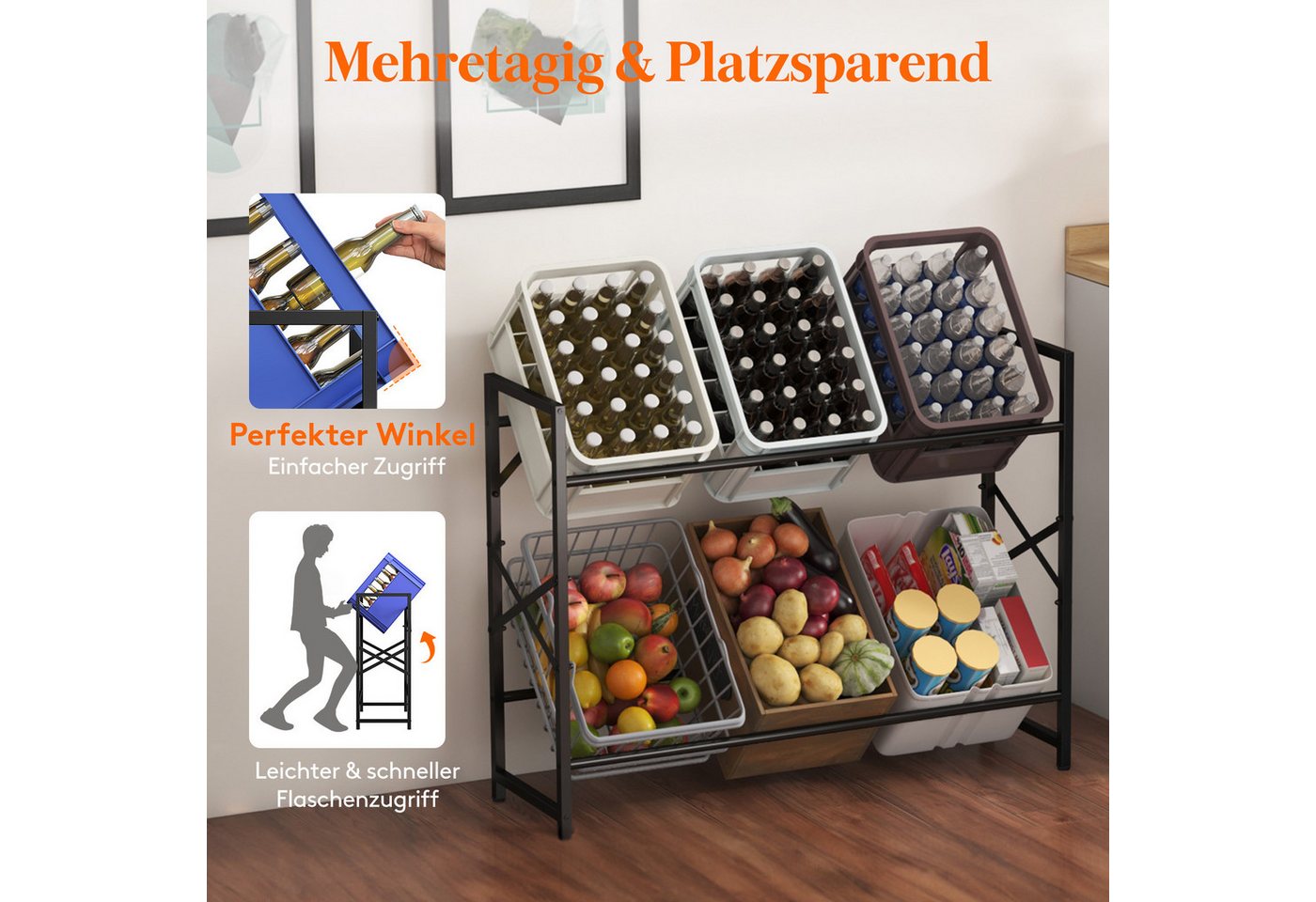 Lifewit Regal Getränkekistenregal 6 Kisten hoch, Bierkasten Wasserkasten Ständer., Platzsparend Bild 5