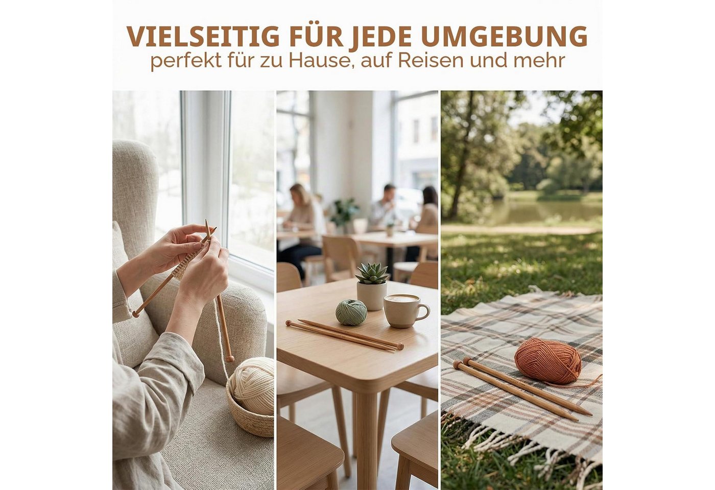 FOUORTUNATE-BEE Stricknadeln 25 cm Holzstricknadeln Set, verschiedene Größen für Schal & Mütze, 10 St., Holzstricknadeln 25 cm im Set für Anfänger und Profis