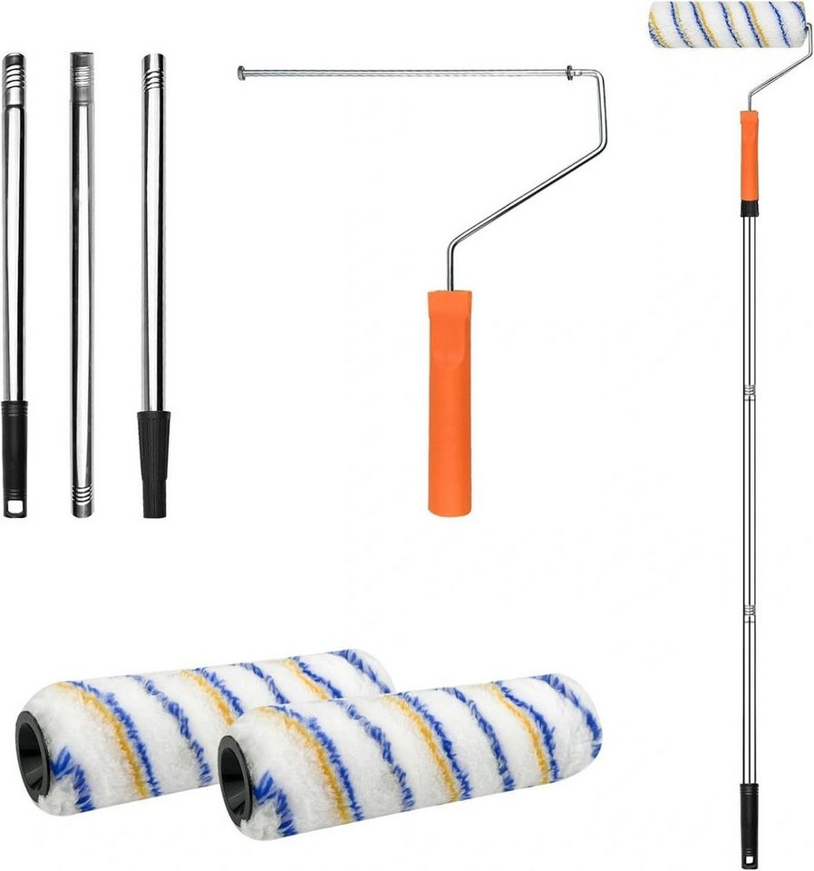 Zengi Farbroller Farbroller Teleskopstange Aluminium Profi für Wände Decken Innen Außen (Set, 2-St., Farbroller mit verstellbarer Aluminium-Teleskopstange), für Wand-, Latex- und Silikatfarbe, Stecksystem, ergonomischer Griff Bild 5