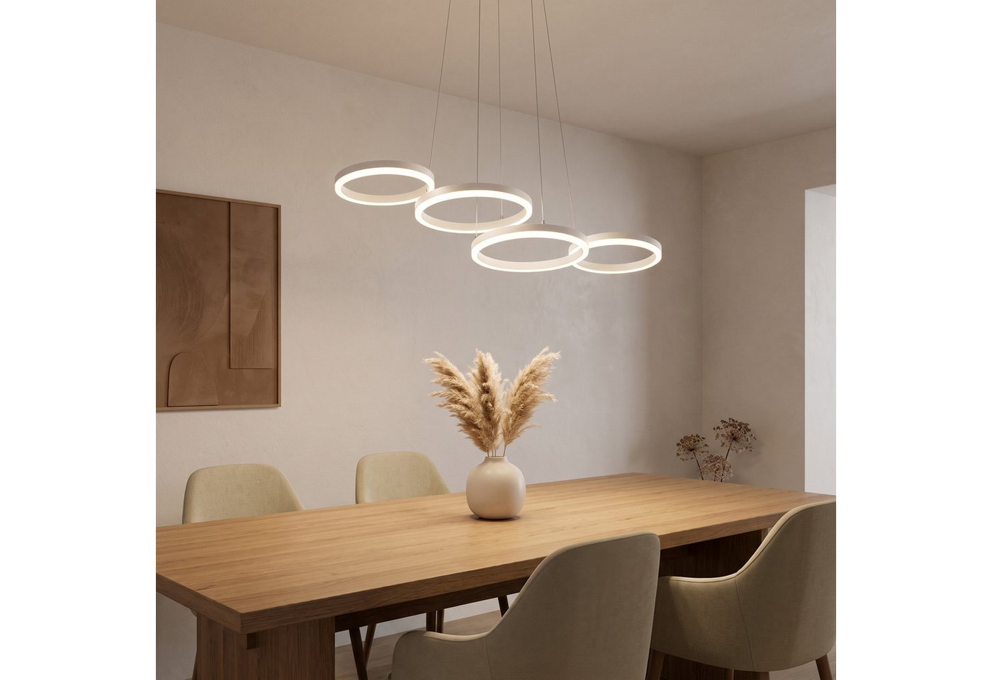 oyajia LED Pendelleuchte 30W LED Pendelleuchte 88cm, Dimmbar Hängelampe Esstisch Küchenlampe, LED fest integriert, Warmweiß, Naturweiß, Kaltweiß, 3000K-6500K mit Fernbedienung, für Bar, Salon, Küche, Hotel, Esszimmer Bild 3