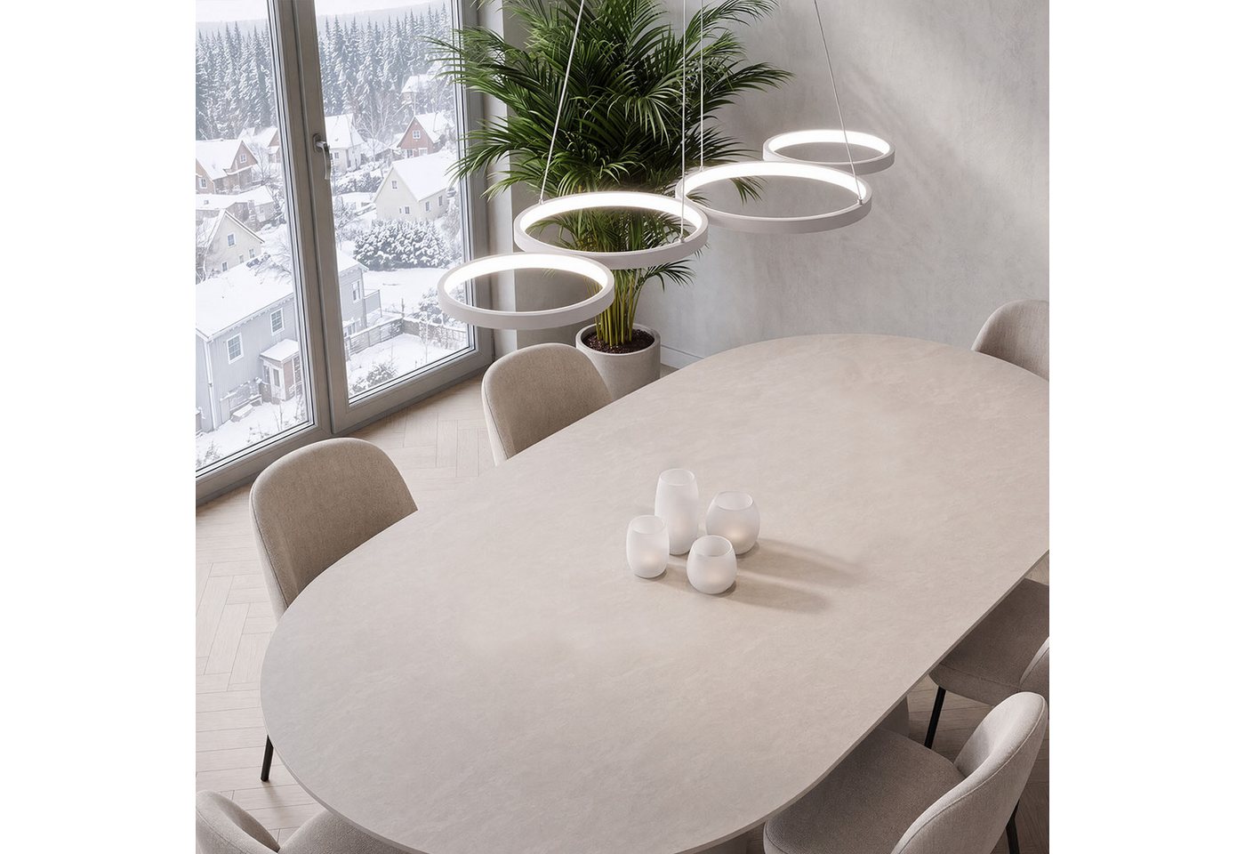 oyajia LED Pendelleuchte 30W LED Pendelleuchte 88cm, Dimmbar Hängelampe Esstisch Küchenlampe, LED fest integriert, Warmweiß, Naturweiß, Kaltweiß, 3000K-6500K mit Fernbedienung, für Bar, Salon, Küche, Hotel, Esszimmer Bild 4