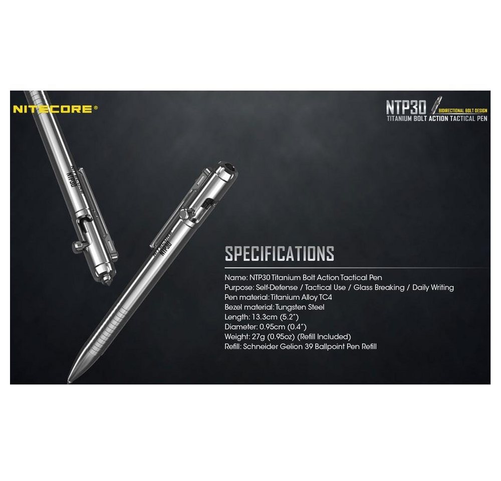 Nitecore Kugelschreiber NTP30 Titan Tactical Pen Bild 3