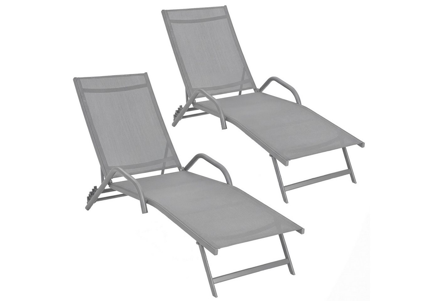 COSTWAY Gartenliege 2 TLG. Liegestuhl, 2 St., 5 Positionen verstellbar, Armlehnen Bild 5