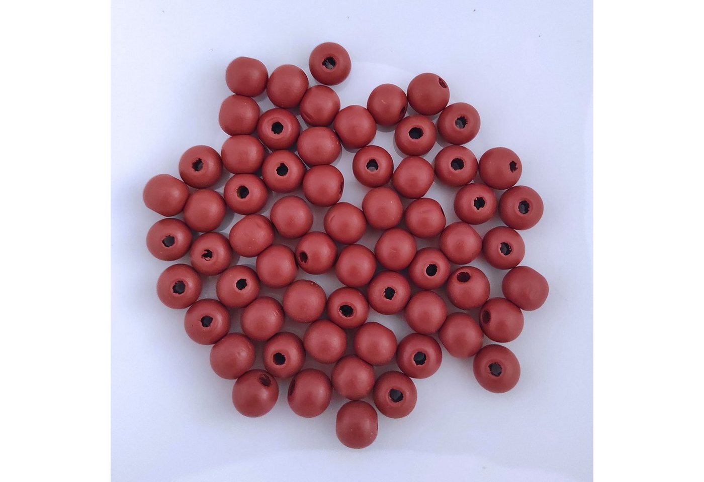 Kopper-24 Bastelperlen Holzperlen rund, 60 Stück, 10 mm, Bordeauxrot