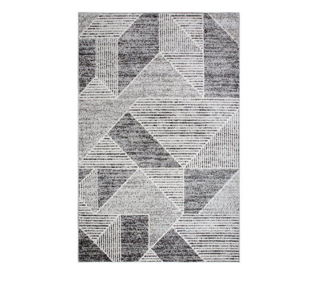 oKu-Tex Teppich HARMONIA, Wohnzimmer, weicher Kurzflor, geometrisch, Rechteckig, Höhe: 8.5 mm, Wohnzimmerteppich, softer Kurzflor, geometrisch, 3D-Effekt, Dreieck