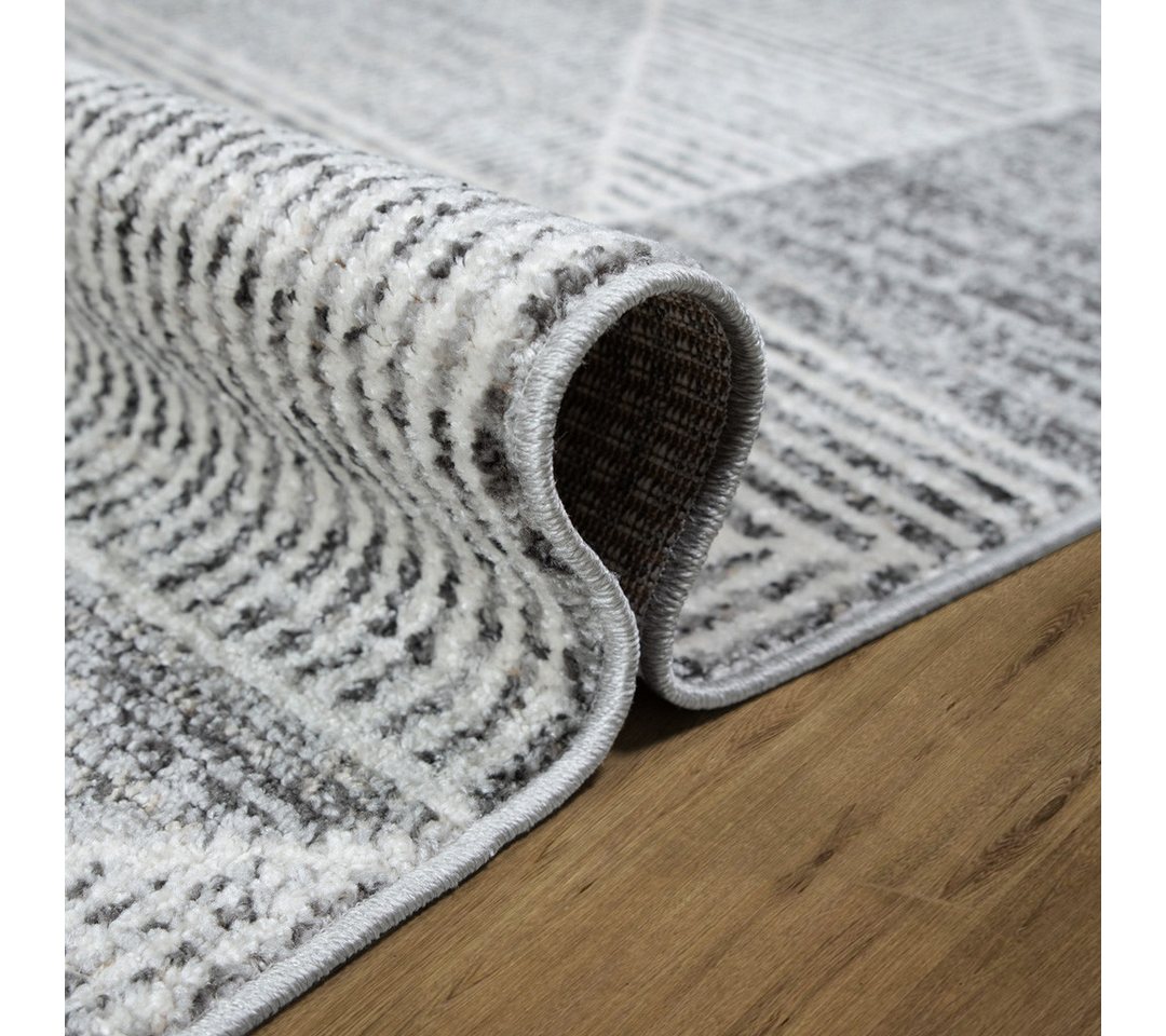 oKu-Tex Teppich HARMONIA, Wohnzimmer, weicher Kurzflor, geometrisch, Rechteckig, Höhe: 8.5 mm, Wohnzimmerteppich, softer Kurzflor, geometrisch, 3D-Effekt, Dreieck Bild 3