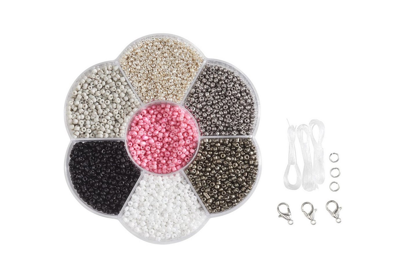 Folia Bastel-Armband 12909 - Rocailles Perlen Set, SILBER, ideal, um eigenen Schmuck zu ges
