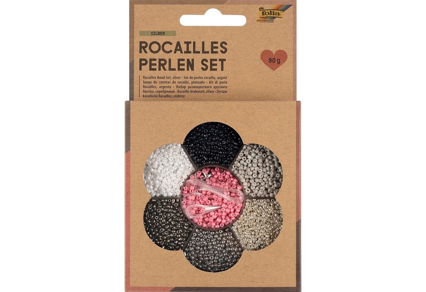 Folia Bastel-Armband 12909 - Rocailles Perlen Set, SILBER, ideal, um eigenen Schmuck zu ges Bild 3