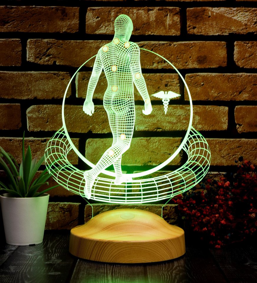 Geschenkelampe LED Nachttischlampe Physiotherapeut 3D Tischlampe Büro Geschenk für Physiotherapeuten, Leuchte 7 Farben fest integriert, Arzten, Heilpraktiker, Geschenk für Berufseinstieg Bild 2