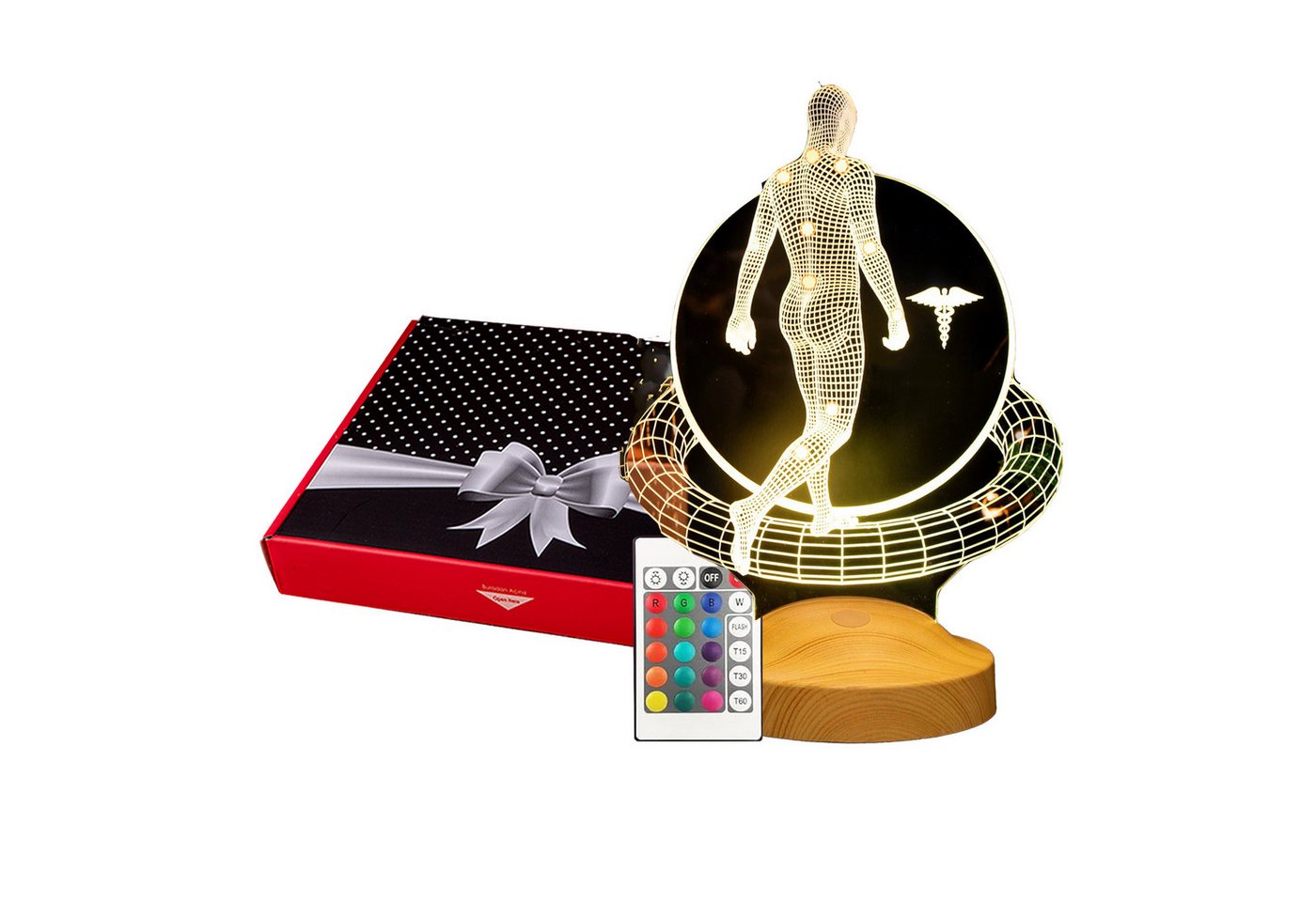 Geschenkelampe LED Nachttischlampe Physiotherapeut 3D Tischlampe Büro Geschenk für Physiotherapeuten, Leuchte 7 Farben fest integriert, Arzten, Heilpraktiker, Geschenk für Berufseinstieg Bild 5