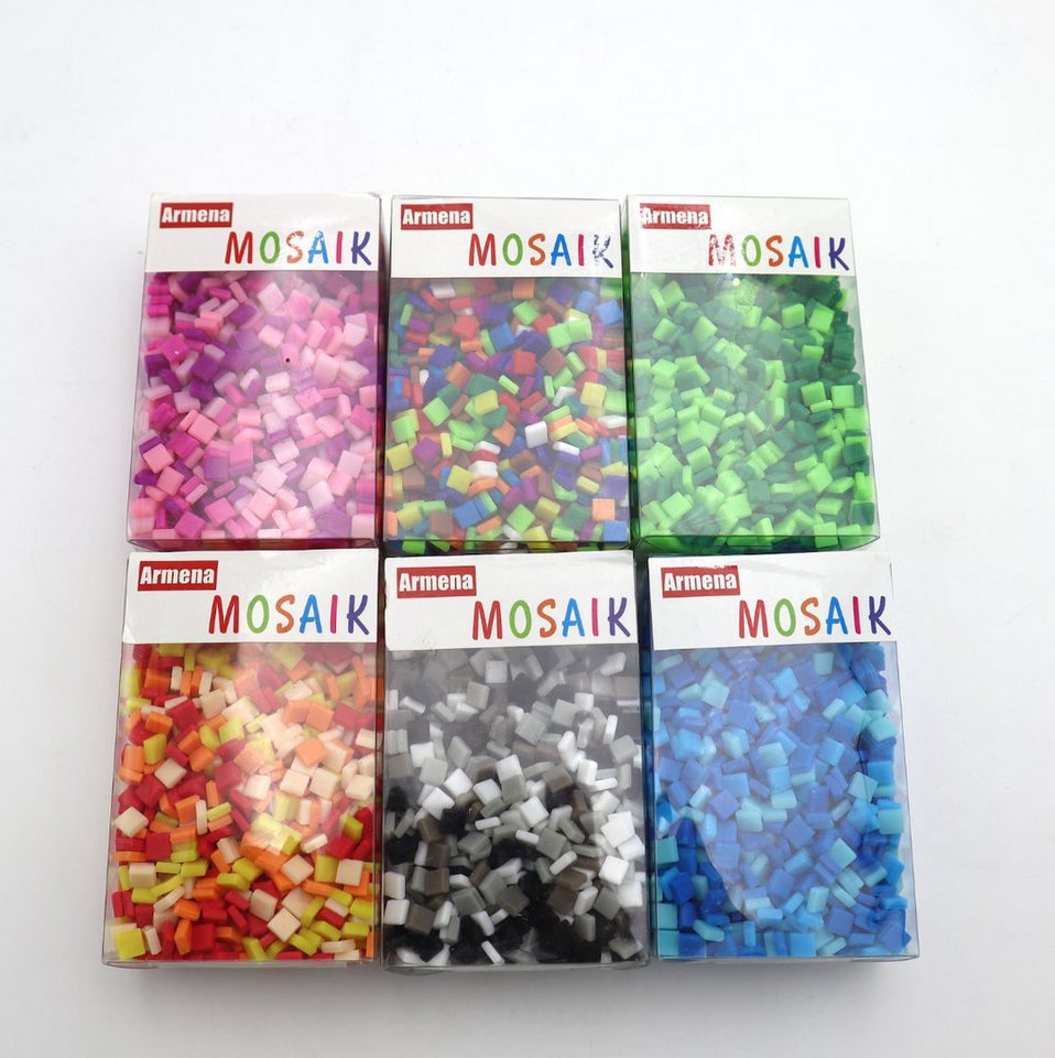 Armena Mosaikfliesen 5x5 mm Acrylmosaik gemischt 70 g / Packung (ca. 1150 Stück), 6 farben