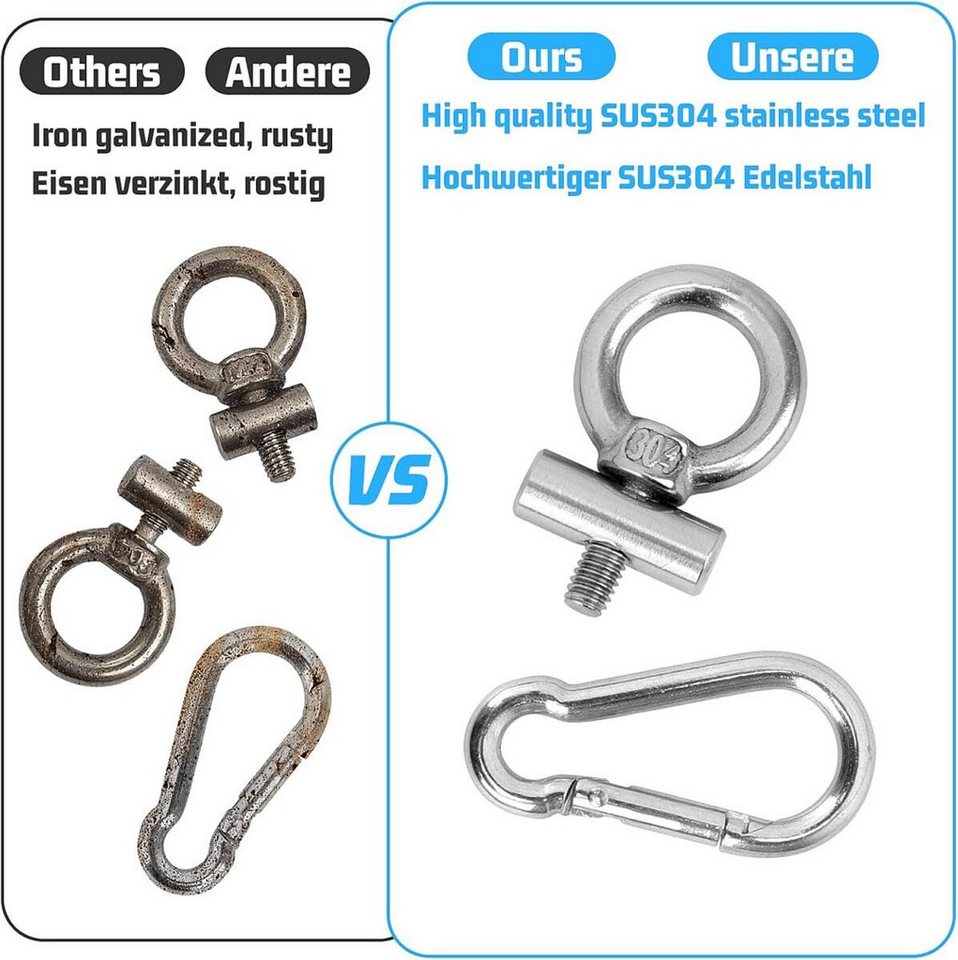 FELIXLEO Karabiner 8 Set Kederleiste Haken Edelstahl Markisenhaken Karabiner Camping, (1 St)