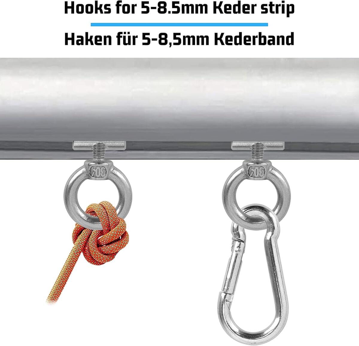 FELIXLEO Karabiner 8 Set Kederleiste Haken Edelstahl Markisenhaken Karabiner Camping, (1 St) Bild 2