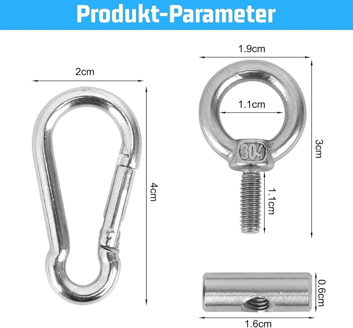 FELIXLEO Karabiner 8 Set Kederleiste Haken Edelstahl Markisenhaken Karabiner Camping, (1 St) Bild 3
