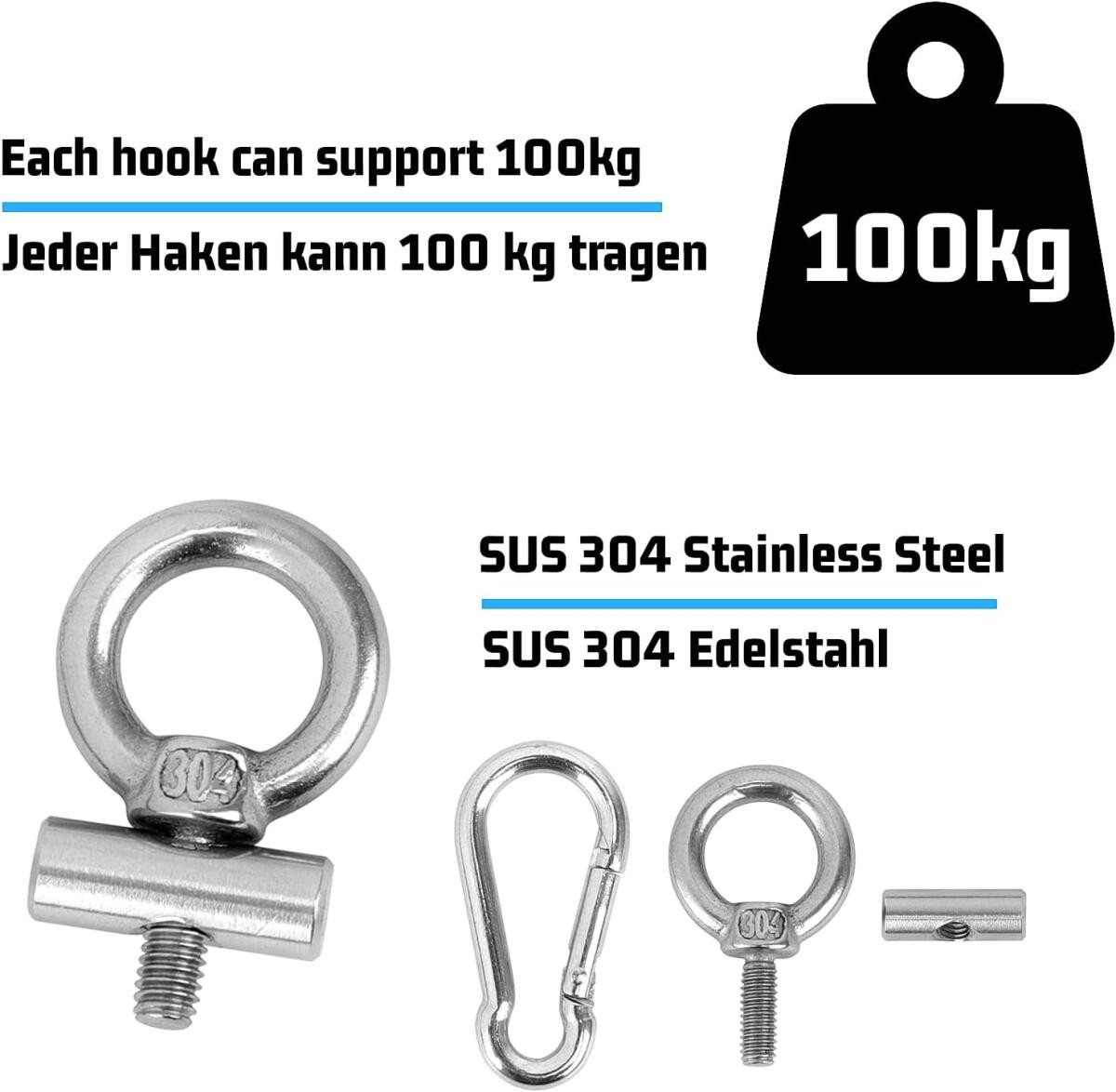 FELIXLEO Karabiner 8 Set Kederleiste Haken Edelstahl Markisenhaken Karabiner Camping, (1 St) Bild 5