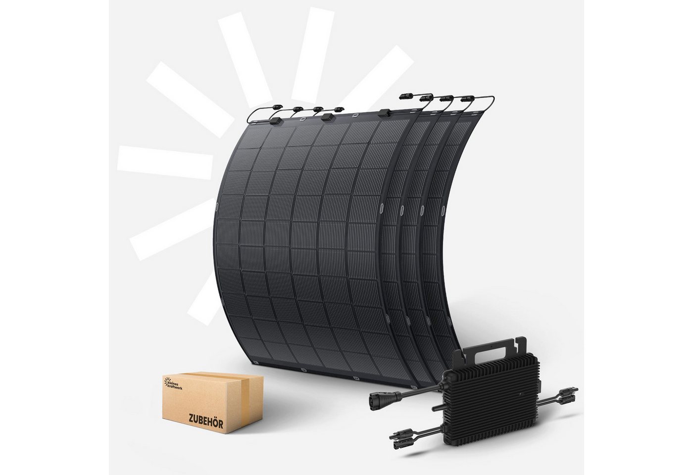 Kleines Kraftwerk Balkonkraftwerk, 900 W, Monokristallin, (4-St), 4 x 225W flexible Solarmodule, Wechselrichter, Solarkabel Bild 4