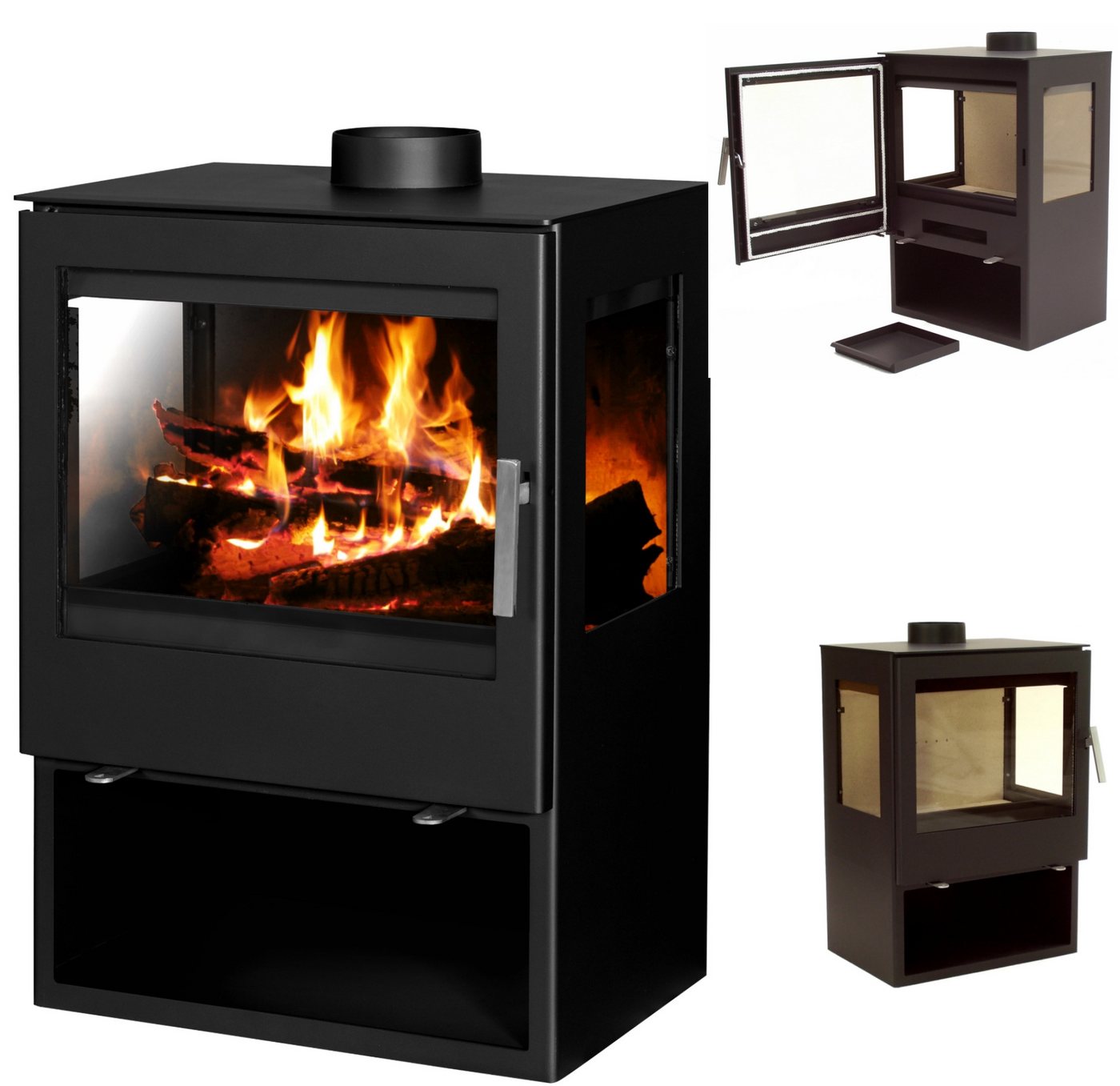 Apex Kaminofen Panorama Kaminofen 9,8kW 56315 Holzofen 9.8kW 3 Scheiben, (1-tlg) Bild 2