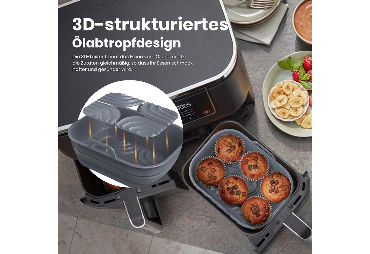 MOPUEA Brotbackform Silikonform Wiederverwendbares Silikon-Backblech 4 Stück, (Platzsparend und vielseitig einsetzbar 4-tlg), Umweltfreundliche Materialien für Ihre Sicherheit Bild 2