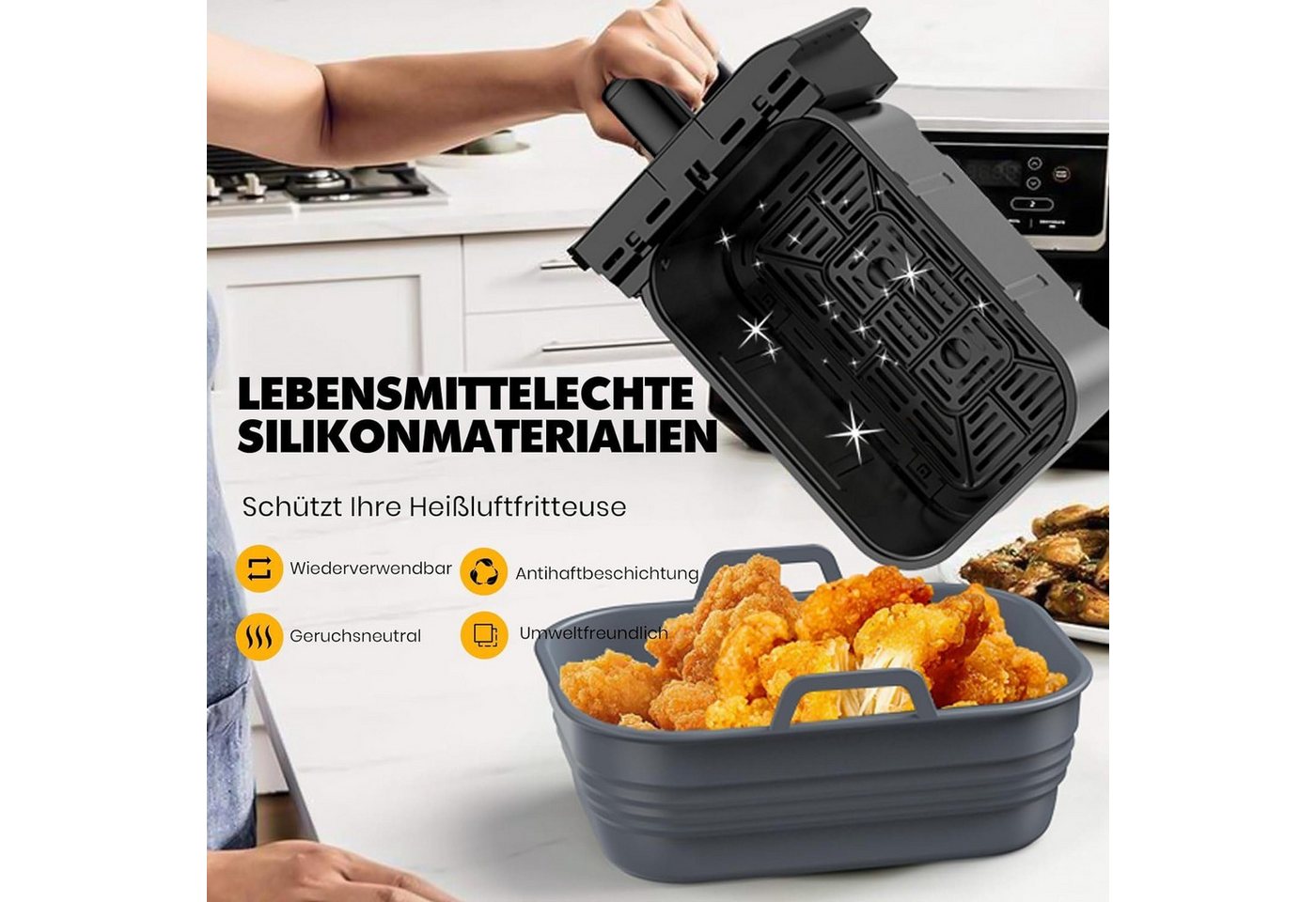 MOPUEA Brotbackform Silikonform Wiederverwendbares Silikon-Backblech 4 Stück, (Platzsparend und vielseitig einsetzbar 4-tlg), Umweltfreundliche Materialien für Ihre Sicherheit Bild 5