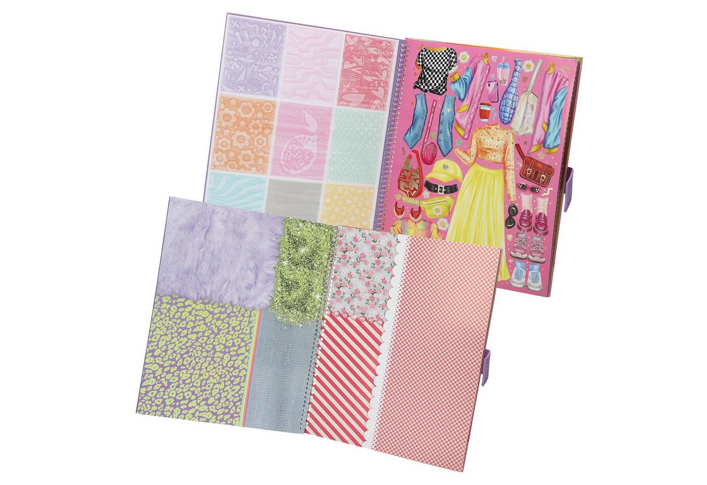 Depesche Skizzenbuch TOPModel Malbuch mit 33 vorgedruckten Seiten zum Outfit-Gestalten, Set inkl. Papier, Schablone, Sticker, weiß Bild 2