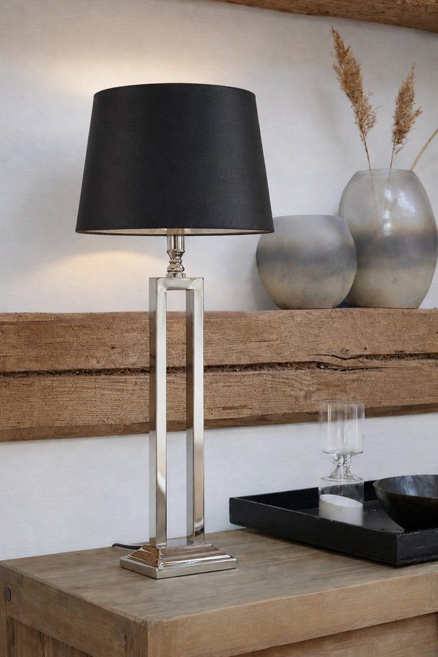 AMBIENTE-LEBENSART.DE Lampenschirm Satin schwarz rund konische Form Edel Ø 30cm innen Chrom Bild 3