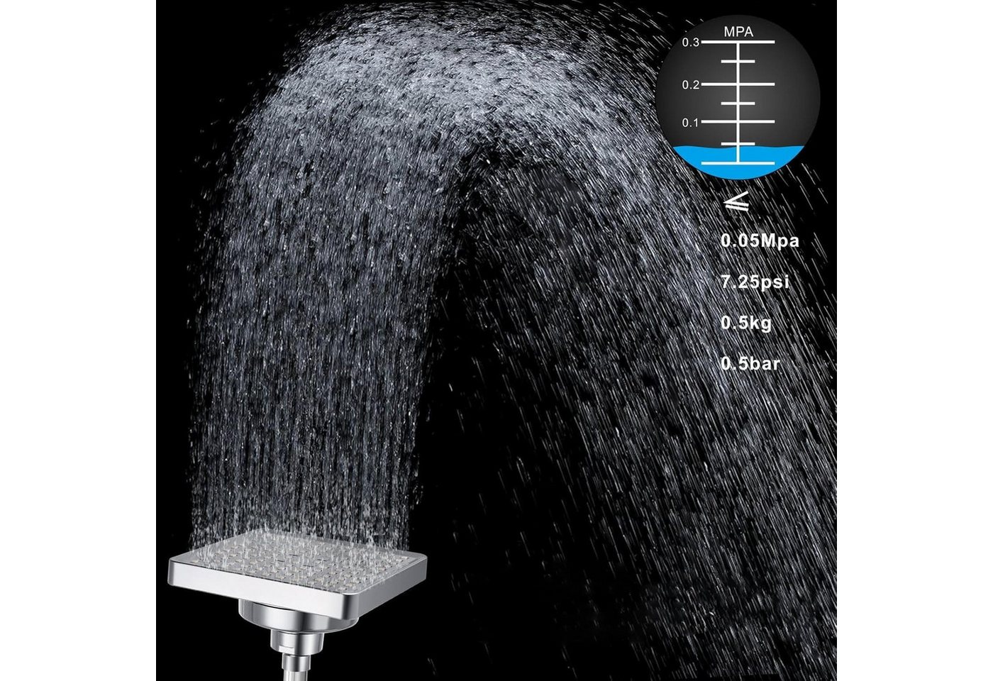FELIXLEO Handbrause Kopfbrause Hochdruck mit Filter 6 Zoll Regendusche Quadratisch