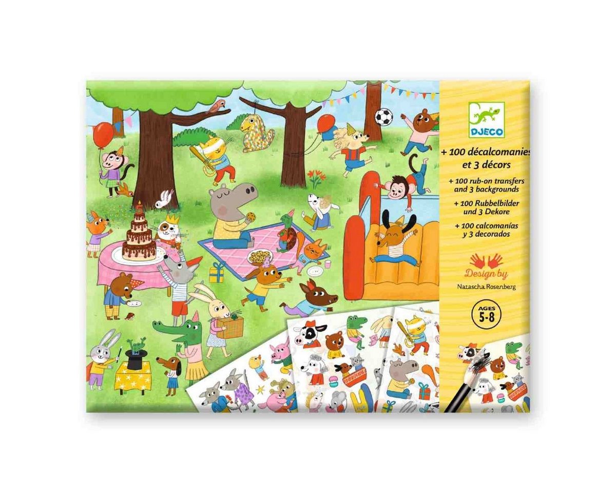DJECO Kreativset Rubbelbilder: Party Time Kreativset für Kinder