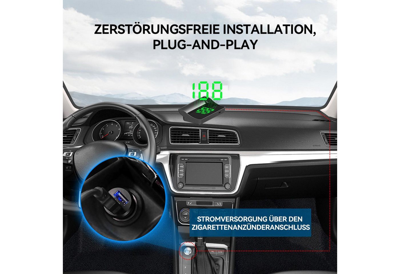 FELIXLEO Head Up Display Head Up Display GPS Tacho digital für Auto Motorrad Plug & Play Bild 4