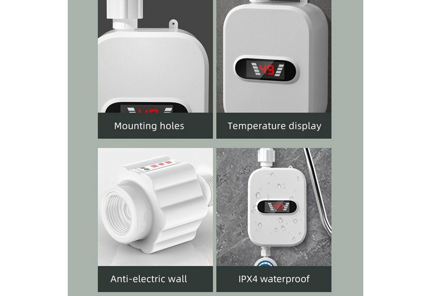 FELIXLEO Küchenarmatur Elektrischer Durchlauferhitzer LCD Edelstahl für Dusche