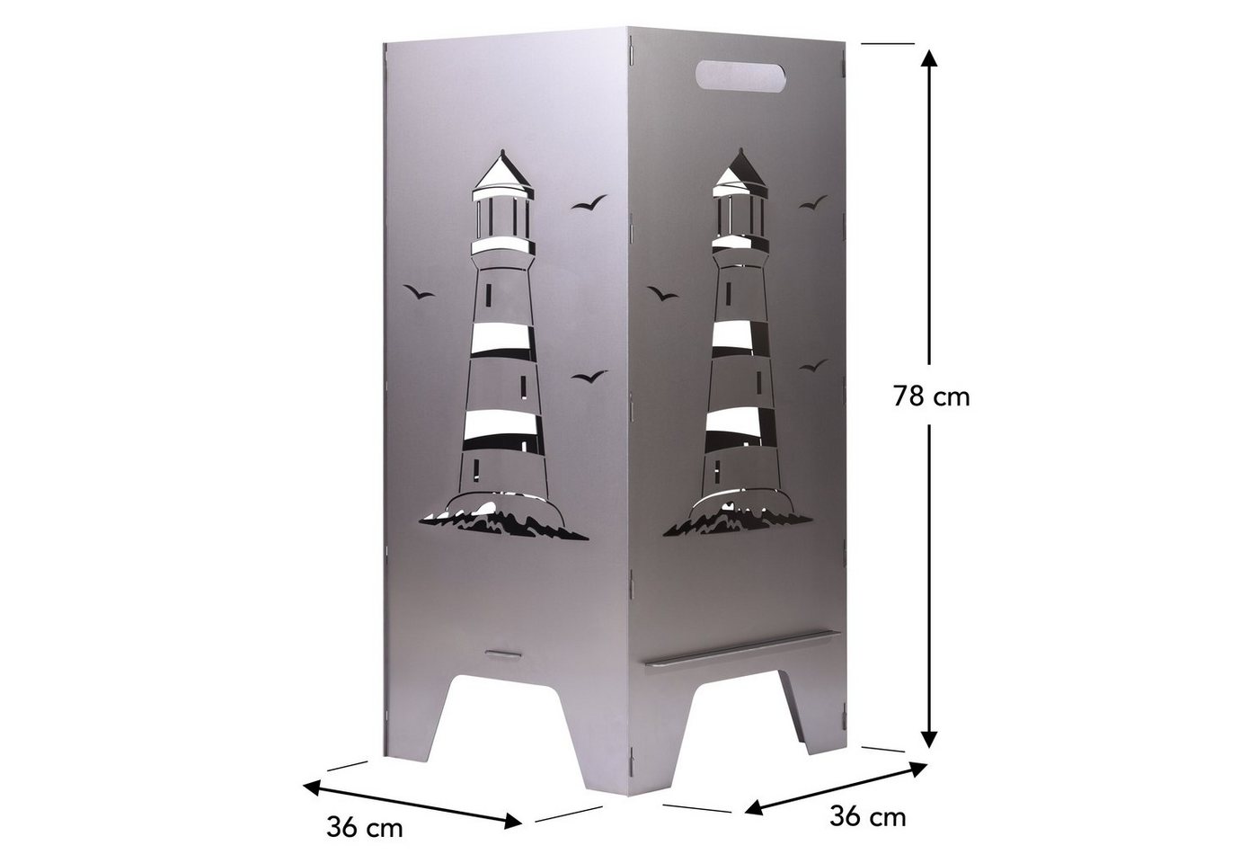 Feuertonnen Bertling Feuerschale XL Feuertonne mit Leuchtturm Motiv Feuerkorb Feuerschale Feuerstelle 80 cm, (Leuchtturm-Motiv)
