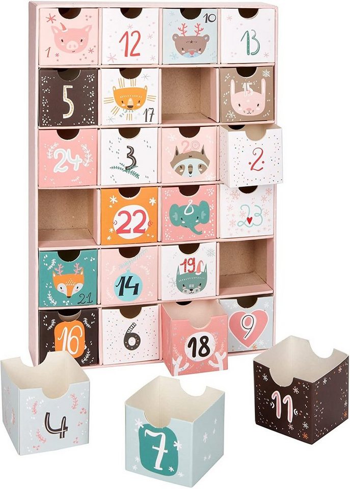BRUBAKER befüllbarer Adventskalender Adventskalender zum Befüllen - Rosa Weihnachten (Kalender, 1-tlg), DIY Weihnachtskalender - 32,5 cm groß aus Pappe Bild 4