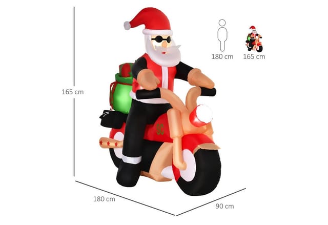 HOMCOM Weihnachtsfigur Aufblasbarer Weihnachtsmann