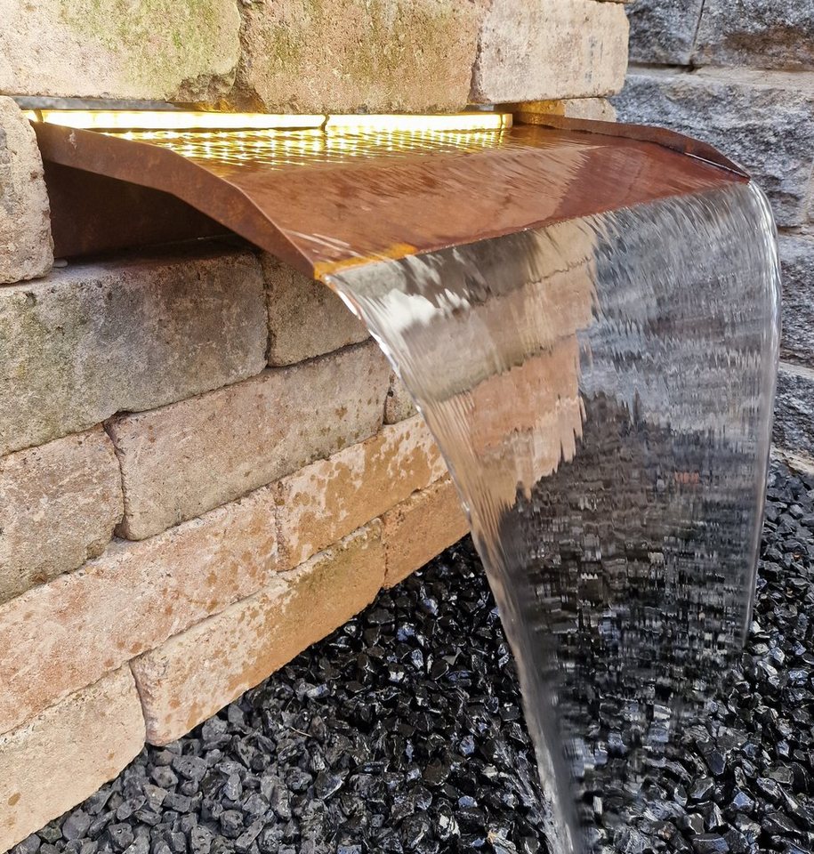 Jürgen Bocker - Gartenambiente Wasserfall Wasserfall 60 cm langer Auslauf Cortenstahl incl. LED Sets, 60,00 cm Breite Bild 4