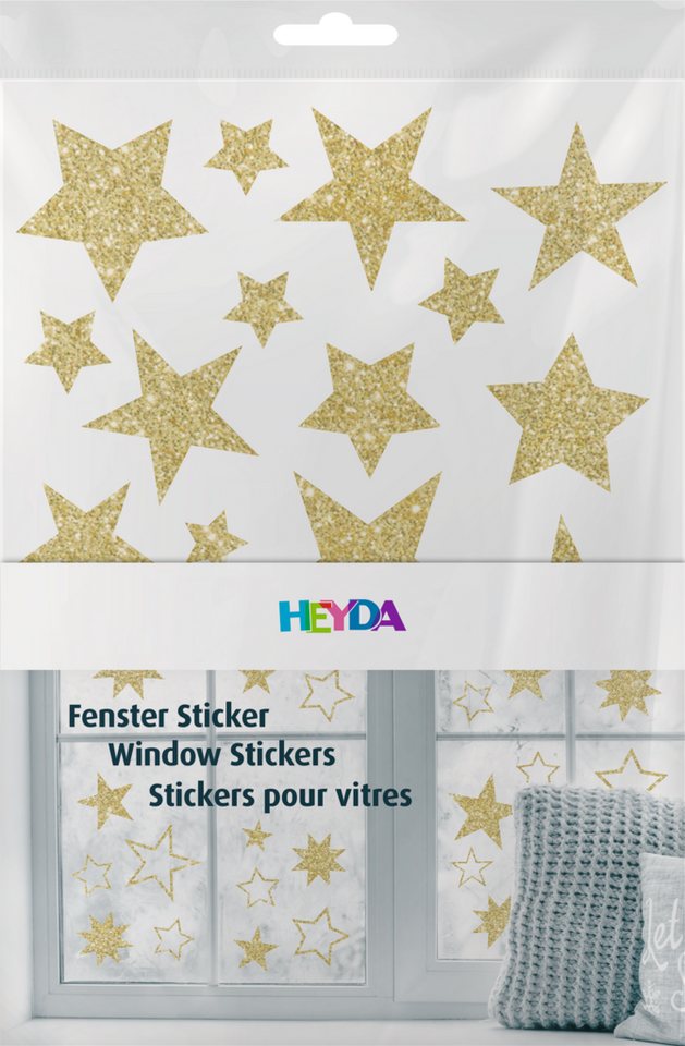 Heyda Sticker Heyda 203584469 Fenster Sticker „Sterne“ glitter-gold
