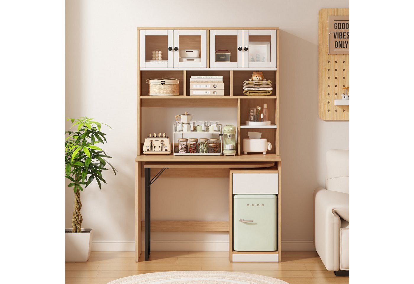 Flieks Regal-Schreibtisch (1-St., mit Schublade & L-förmig Tisch), mit drehbar Eckschreibtisch Computertisch Bürotisch mit Stauraum Bild 3