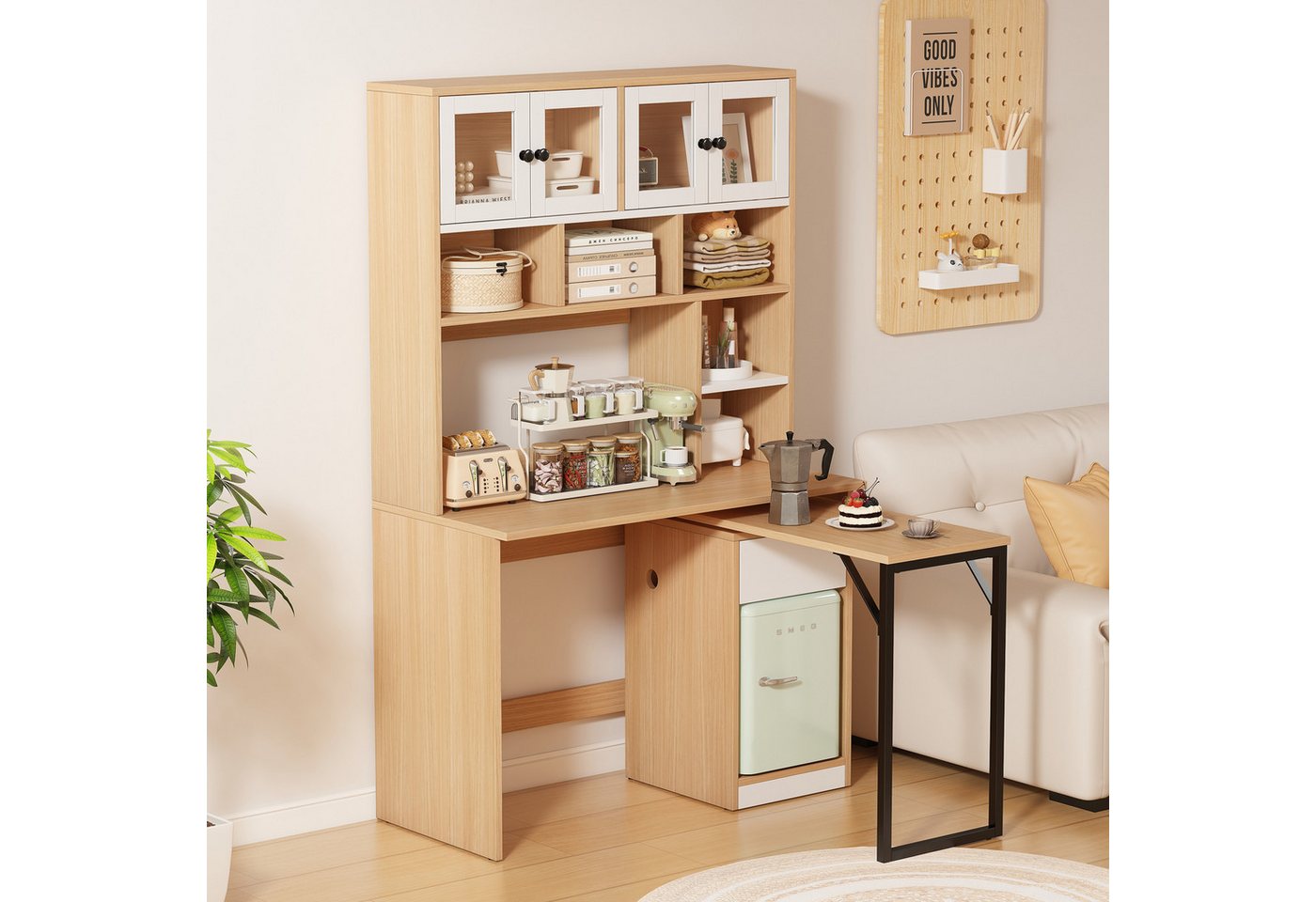Flieks Regal-Schreibtisch (1-St., mit Schublade & L-förmig Tisch), mit drehbar Eckschreibtisch Computertisch Bürotisch mit Stauraum Bild 4