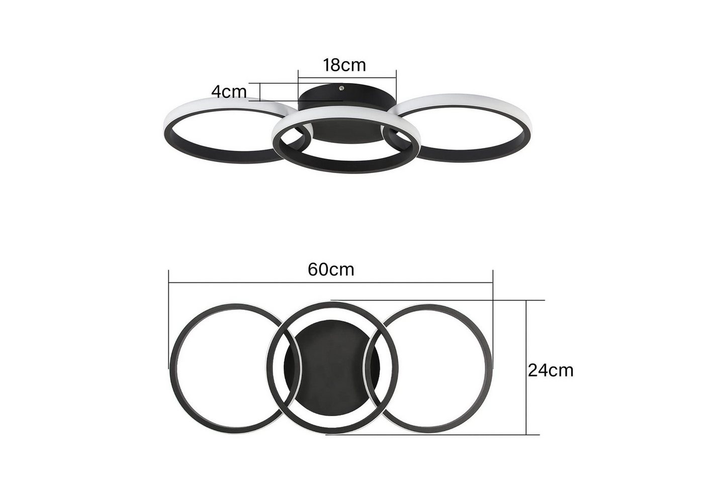 ZMH LED Deckenleuchte Deckenlampe Moderne 36W 60cm Wohnzimmer Esszimmer CCT/mit FB, Augenschutz, LED fest integriert, Warmweiß, LED Deckenlampe Modern Design 36W Schlafzimmerlamp